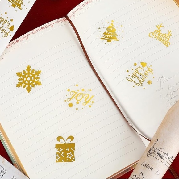 NEW! 🎉50 CLEAR gold foil Holiday stickers- 6 Designs- Clear stickers - Picture 6 of 8